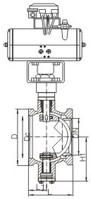 氣動對夾V型球閥結(jié)構(gòu)圖